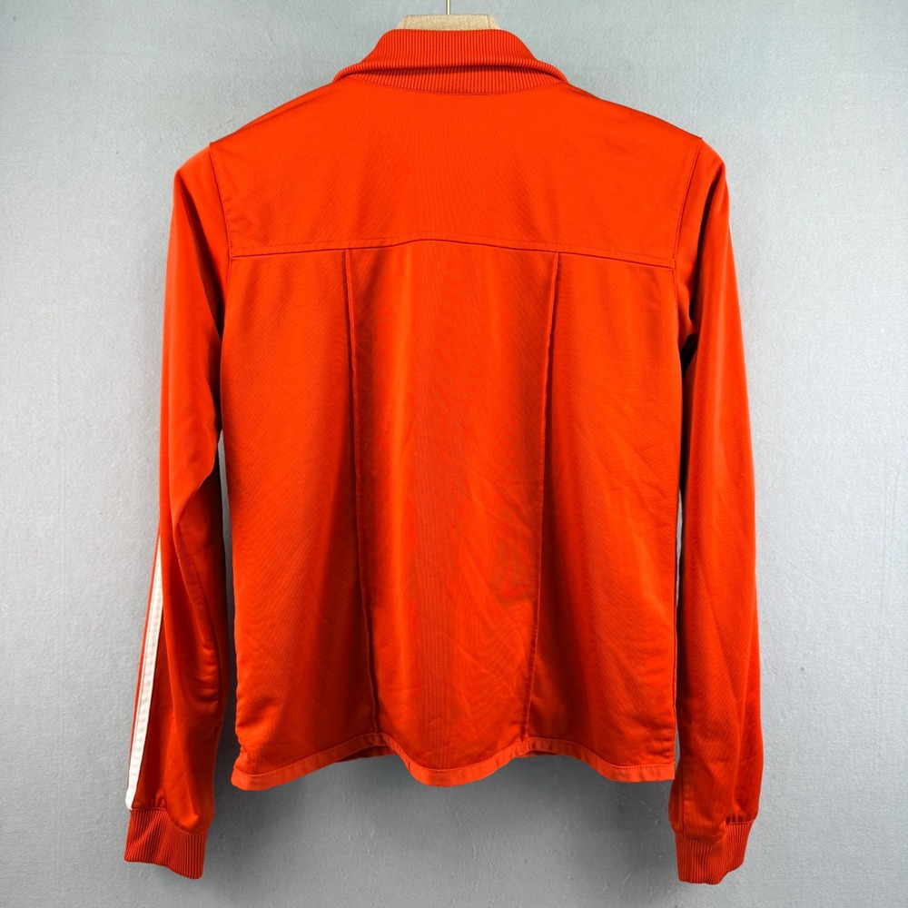 Adidas Red Orange Track Jacket with White Stripes - Picture 3 of 11